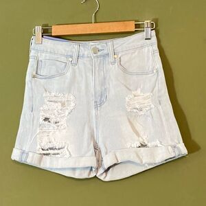 Abound NWT distressed, light wash, hi-rise jean short shorts 26